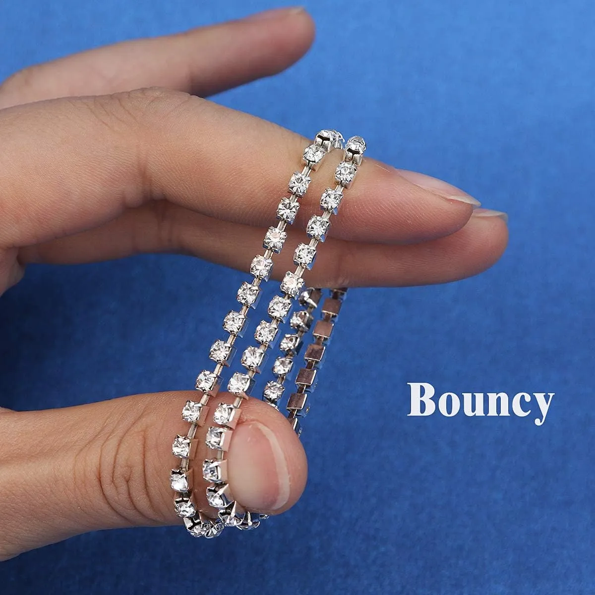 Suyi Crystal Ankle Bracelet for Women Diamond Tennis Stretch Anklets Elastic Foot Chain