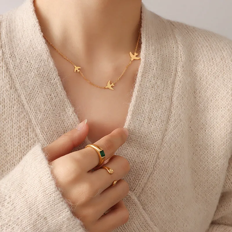 Swallow Gold Necklace - Unique Titanium Steel Plated Design