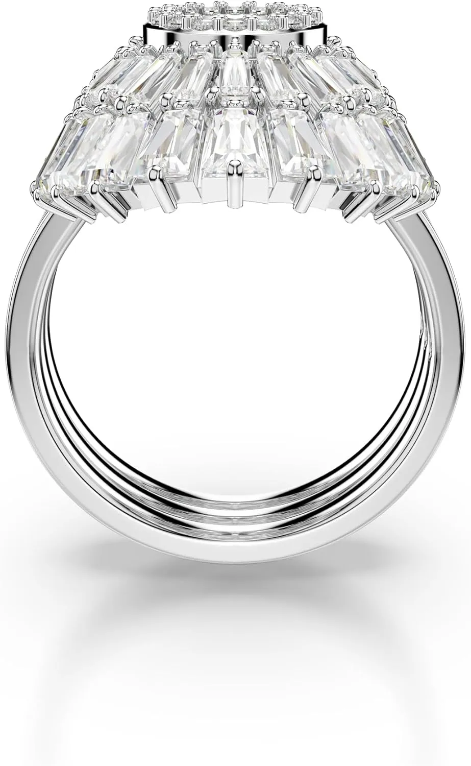 Swarovski Idyllia 3-Piece Ring Set, Mixed Cut Crystals, Shell Motif, Rhdoium Finished Metal