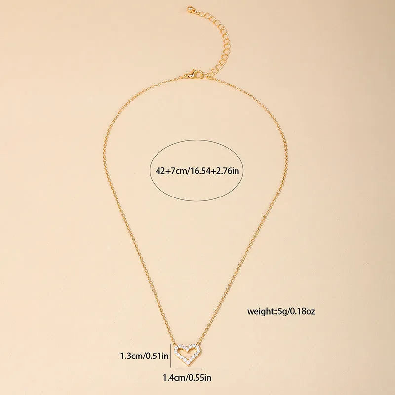 Sweet Korean Style Metal Heart Necklace for Women