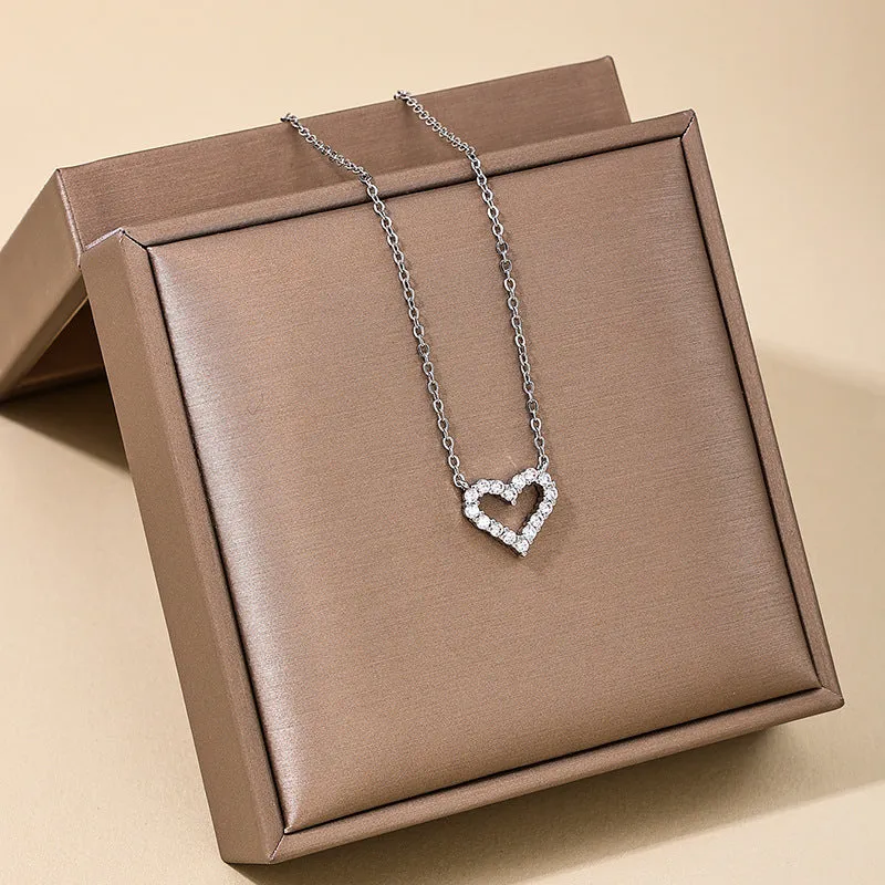 Sweet Korean Style Metal Heart Necklace for Women
