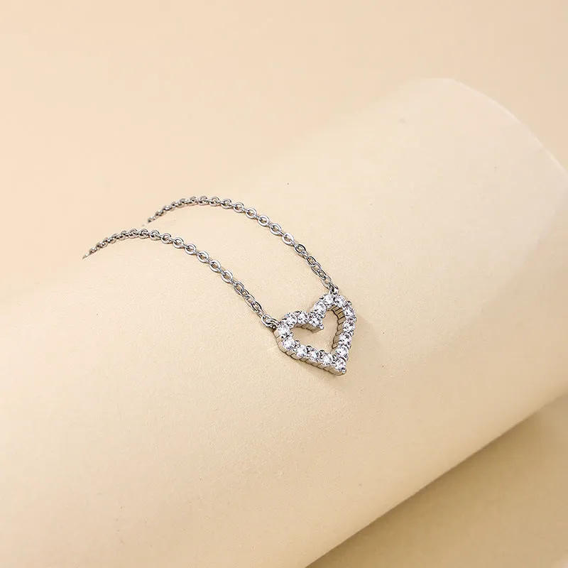 Sweet Korean Style Metal Heart Necklace for Women