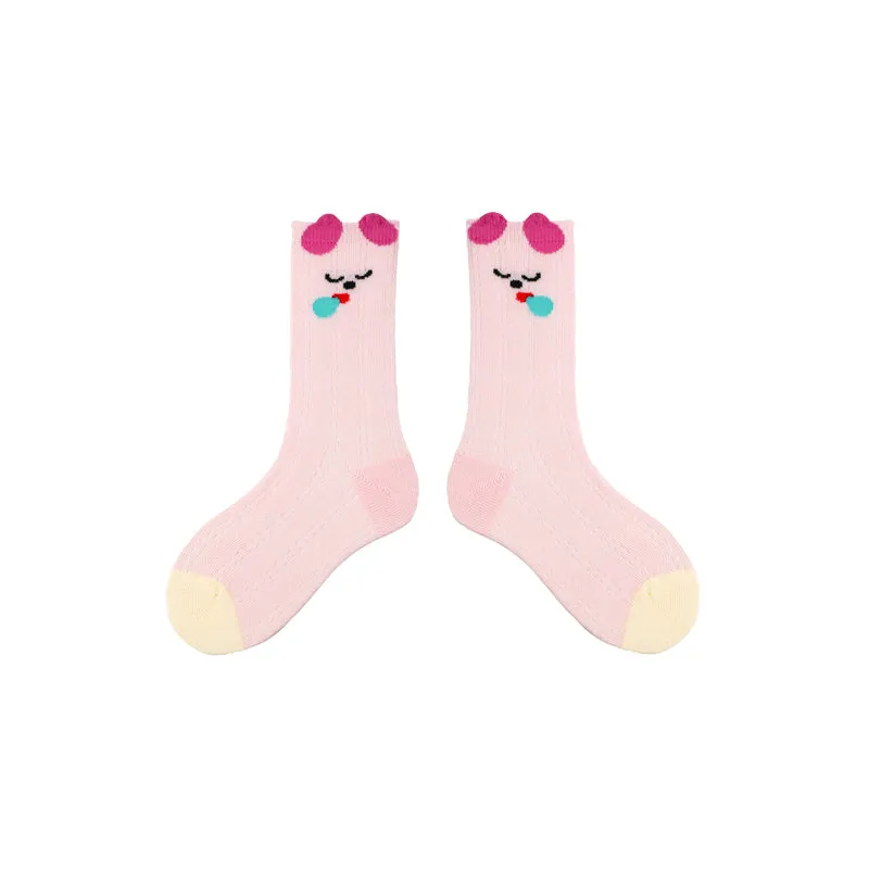 Sweetnana 4-Pack " Candy Party" Series Children's Seamless Socks: Colorful Cartoon Pattern, Thin and Breathable for Spring/Summer, Mesh Crew Socks.