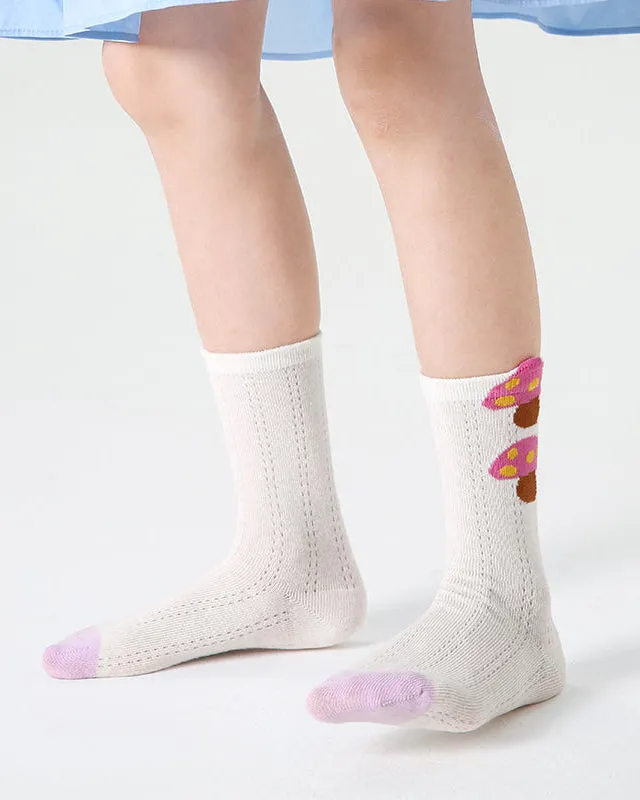 Sweetnana 4-Pack " Candy Party" Series Children's Seamless Socks: Colorful Cartoon Pattern, Thin and Breathable for Spring/Summer, Mesh Crew Socks.