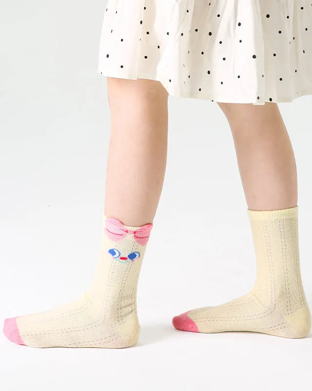 Sweetnana 4-Pack " Candy Party" Series Children's Seamless Socks: Colorful Cartoon Pattern, Thin and Breathable for Spring/Summer, Mesh Crew Socks.