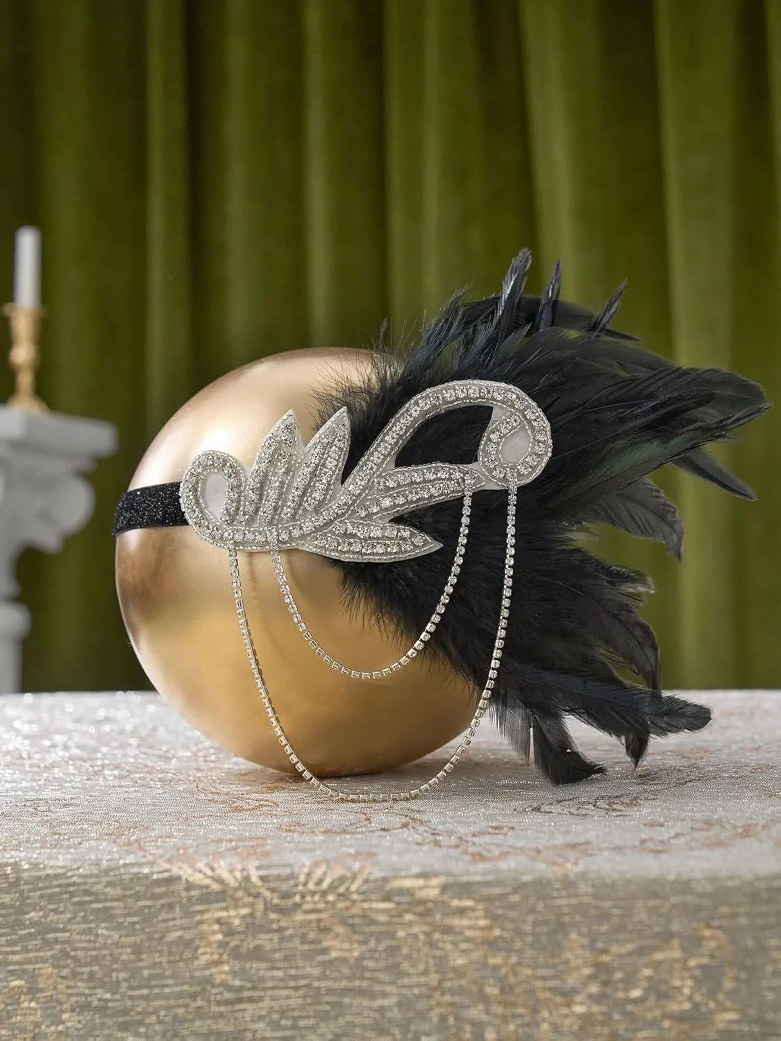 SWEETV 1920s Flapper Accessories Set for Women, Roaring 20s Great Gatsby Headband Flapper Costume Accessories