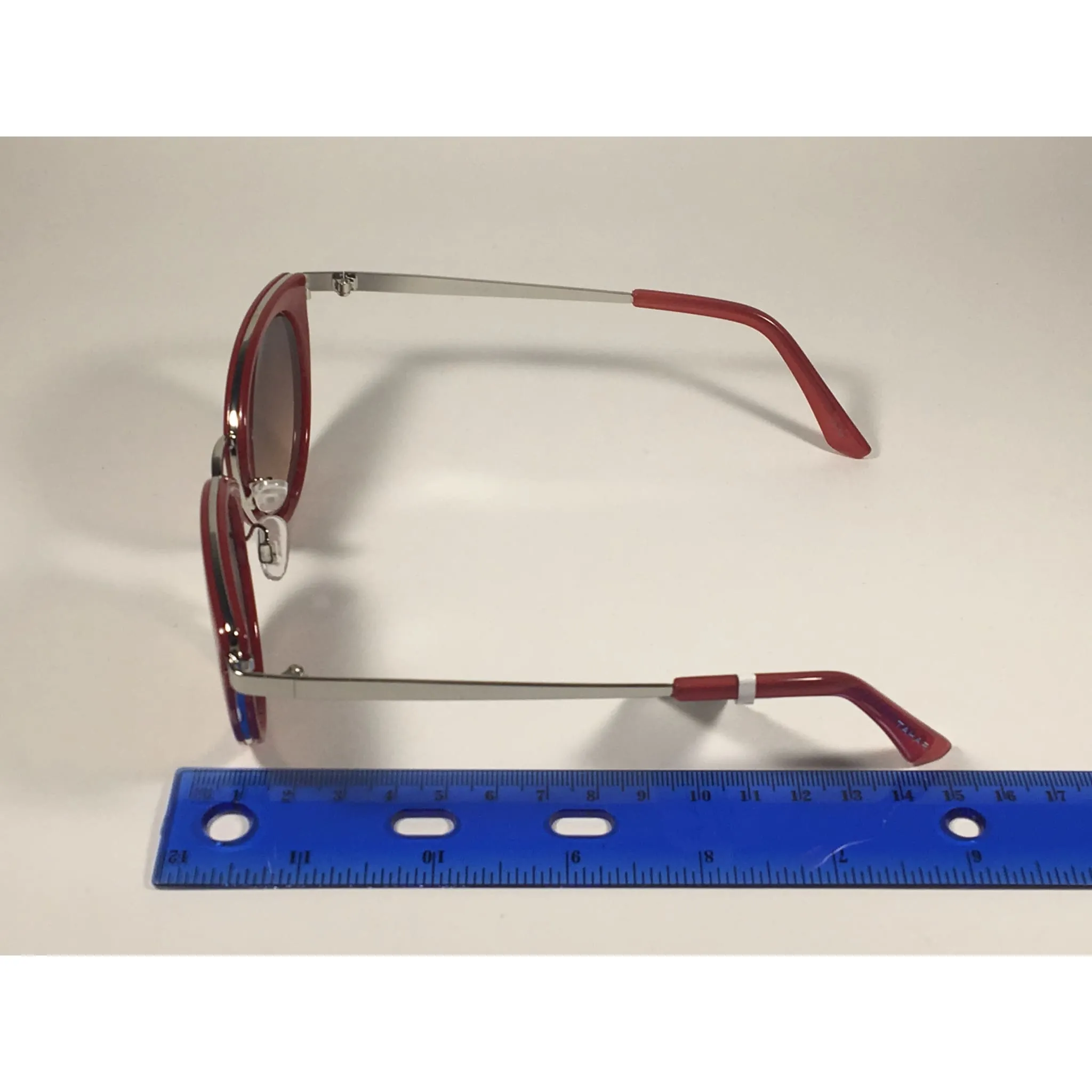 Tahari Cat Eye Sunglasses Red Silver Frame Gray Gradient Lens TH704 RD