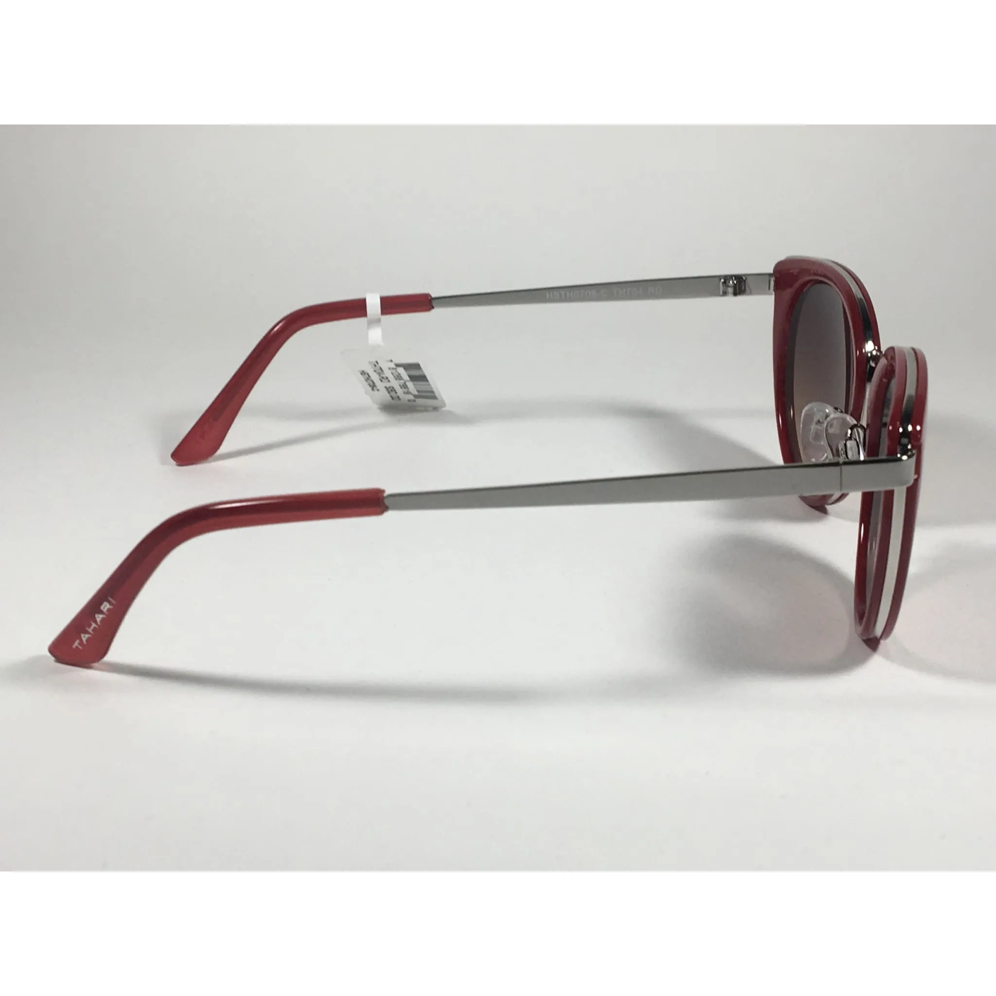 Tahari Cat Eye Sunglasses Red Silver Frame Gray Gradient Lens TH704 RD