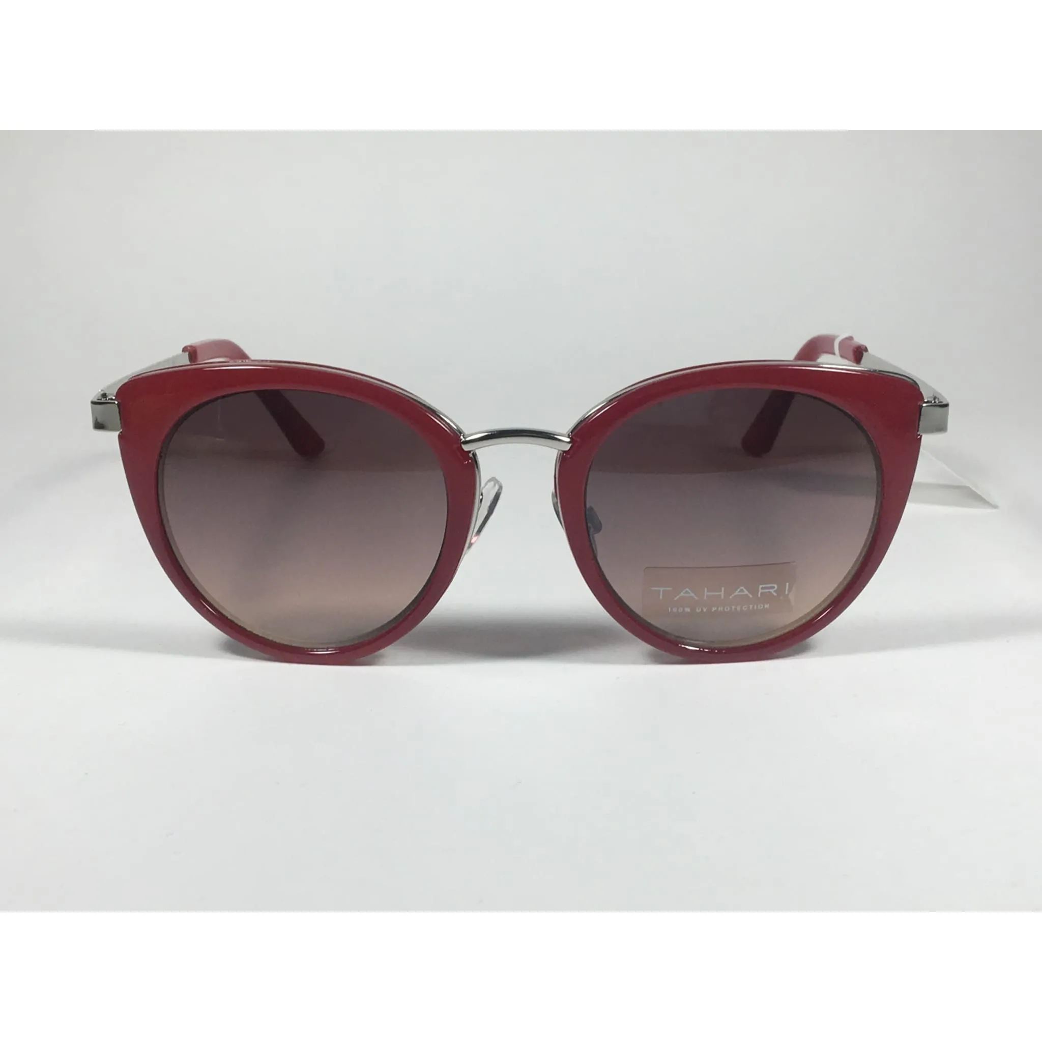 Tahari Cat Eye Sunglasses Red Silver Frame Gray Gradient Lens TH704 RD