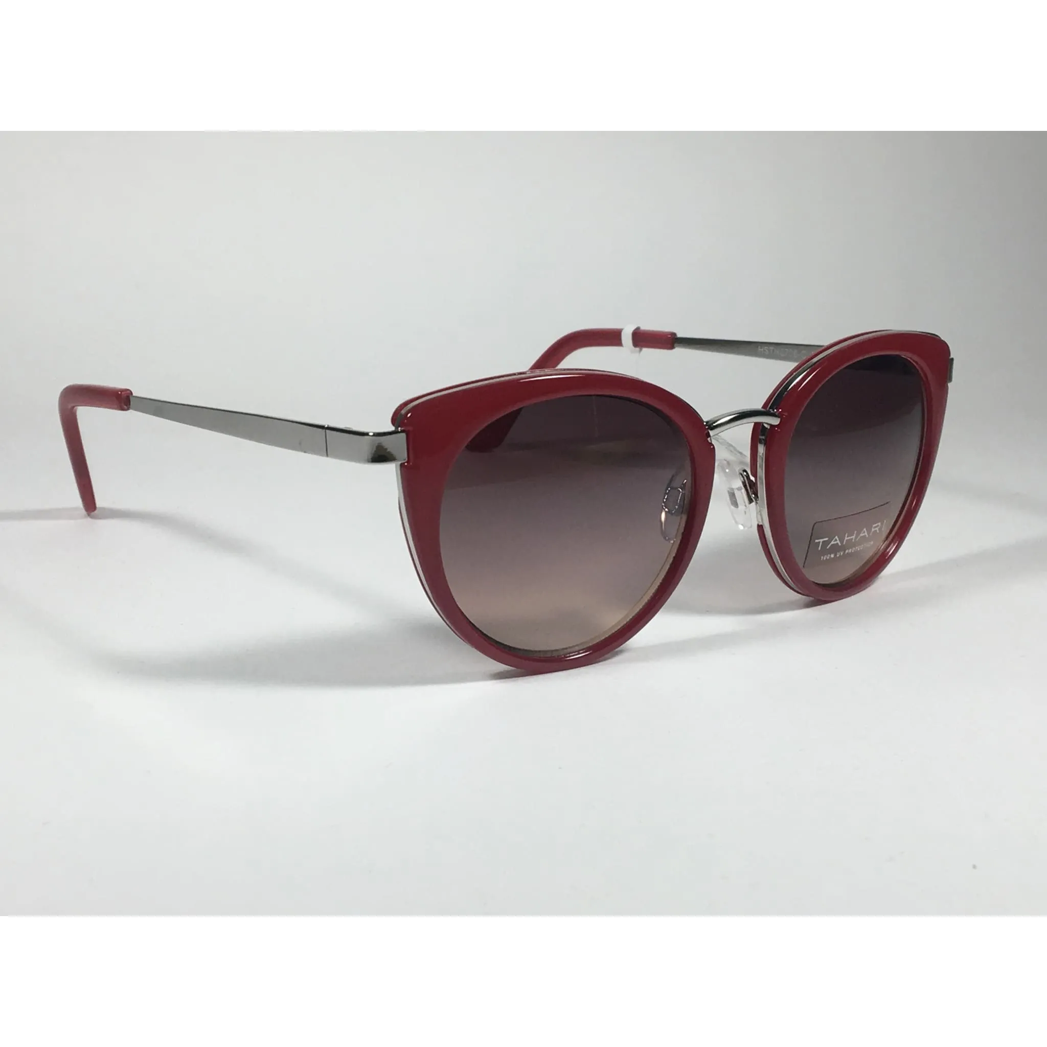 Tahari Cat Eye Sunglasses Red Silver Frame Gray Gradient Lens TH704 RD