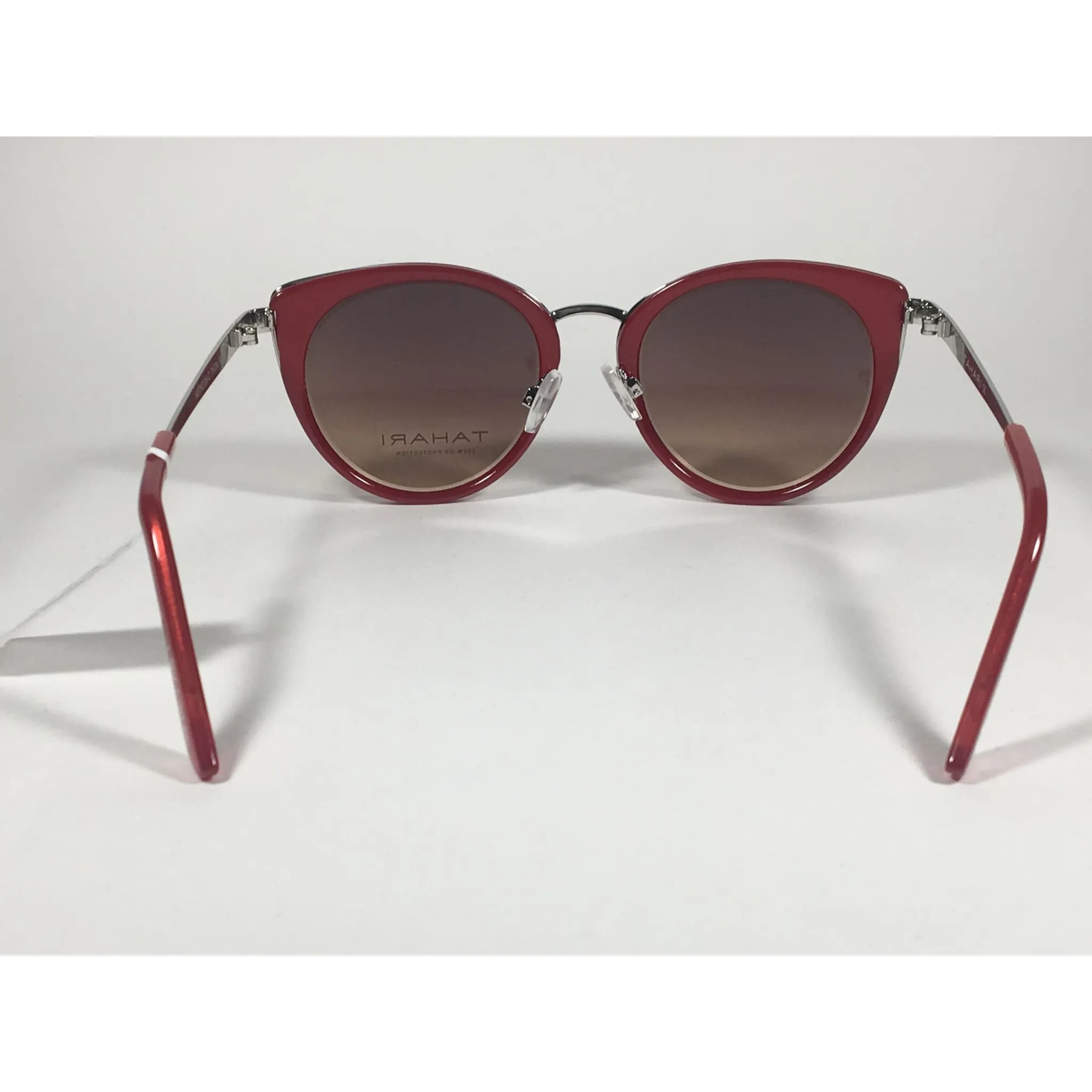 Tahari Cat Eye Sunglasses Red Silver Frame Gray Gradient Lens TH704 RD