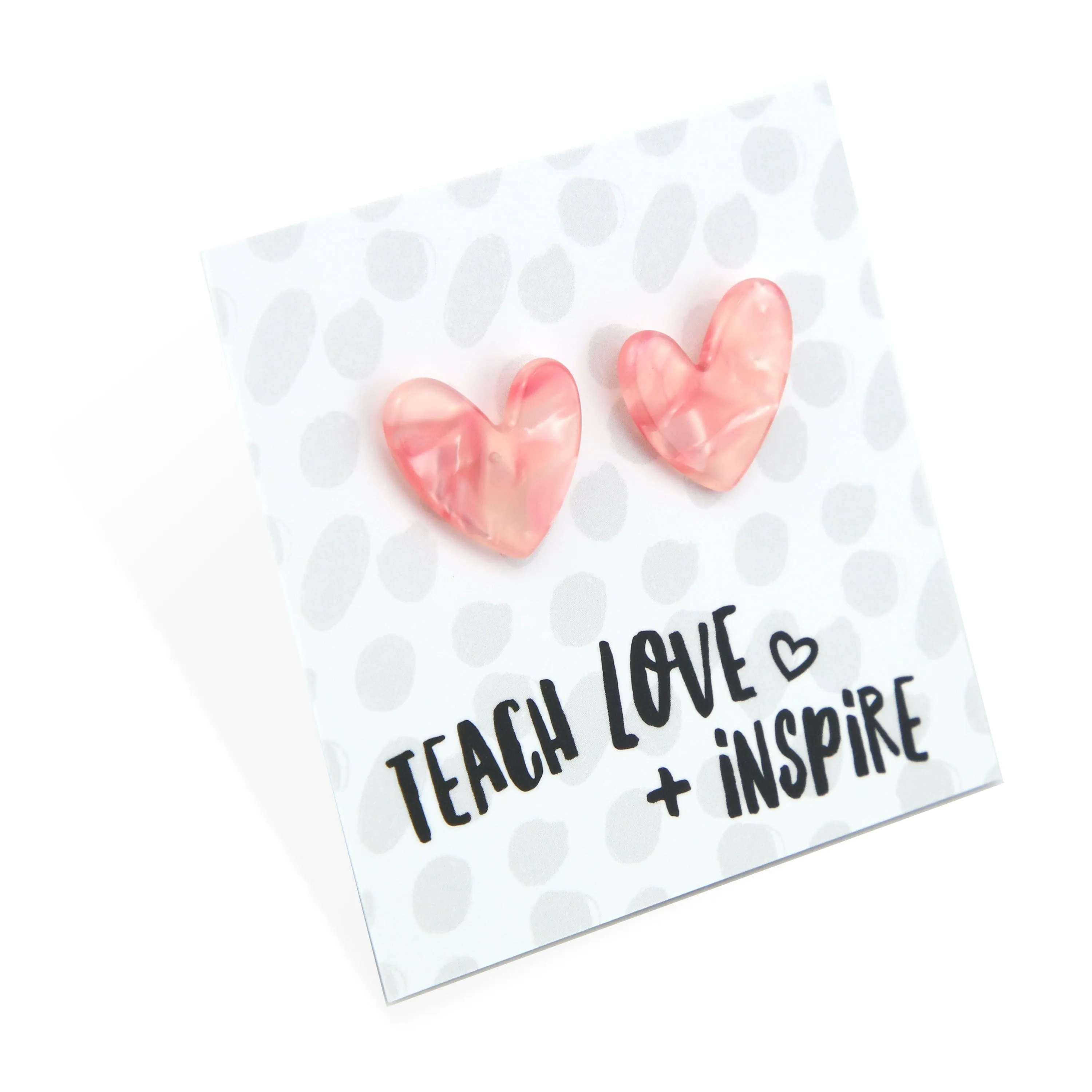Teach Love   Inspire - Resin Heart Studs - Valentine (12012)