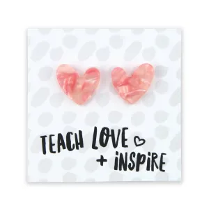 Teach Love   Inspire - Resin Heart Studs - Valentine (12012)