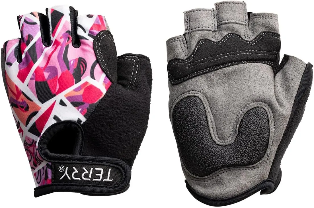 Terry Cycling Gloves for Women, T-Gloves LTD Prints, Ladies Cycling Gloves Half Finger Gel Padded Mountain Bike Glove