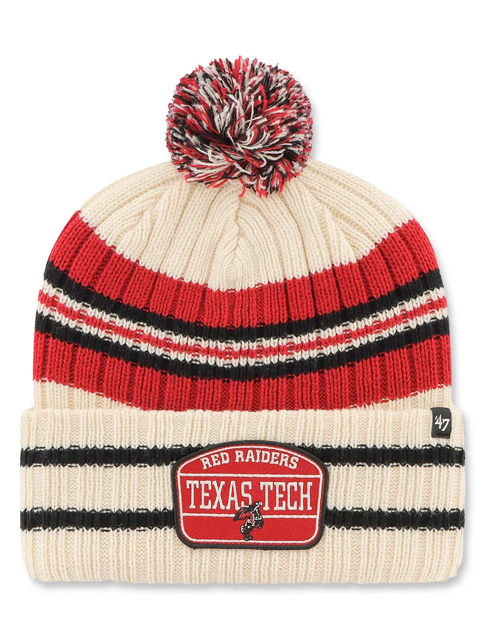 Texas Tech 47 Brands "Natural Hone Patch" Cuff Knit Beanie with Pom