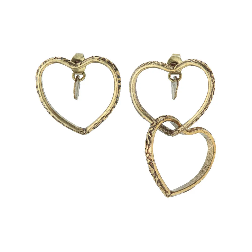 Textured Open Heart Mismatched Earrings