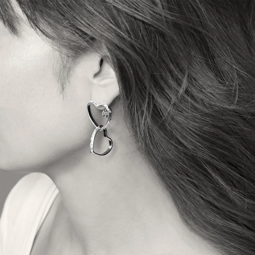 Textured Open Heart Mismatched Earrings