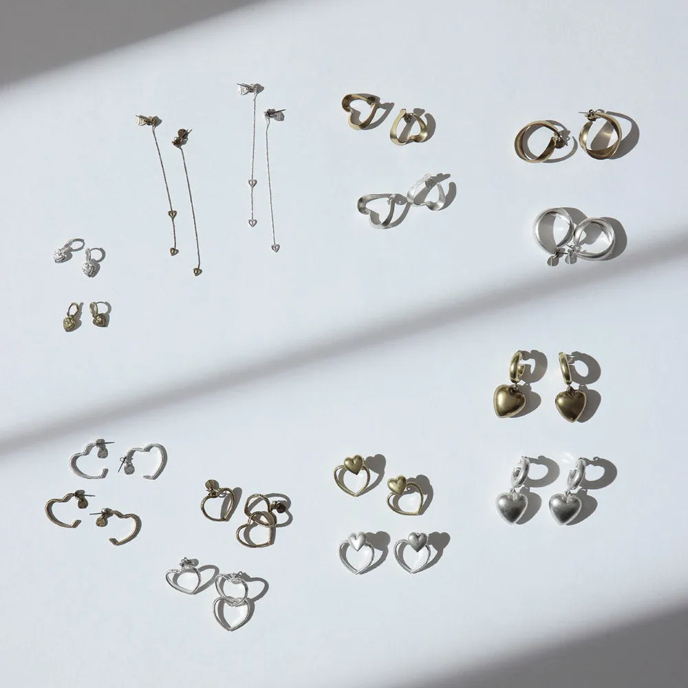 Textured Open Heart Mismatched Earrings