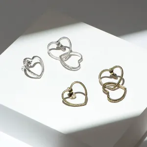 Textured Open Heart Mismatched Earrings