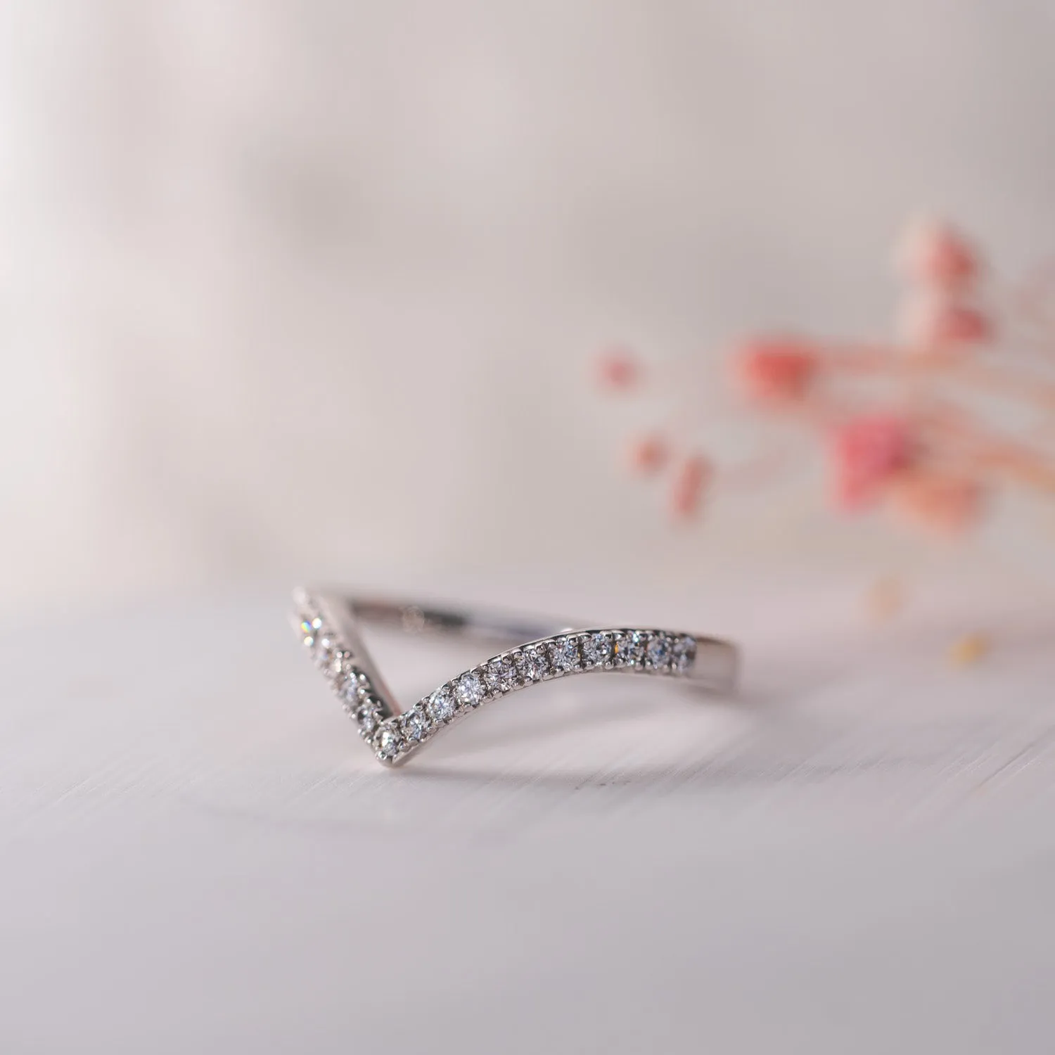 The Lucie Ring | Lab Diamond Pavé Chevron Stacking Band
