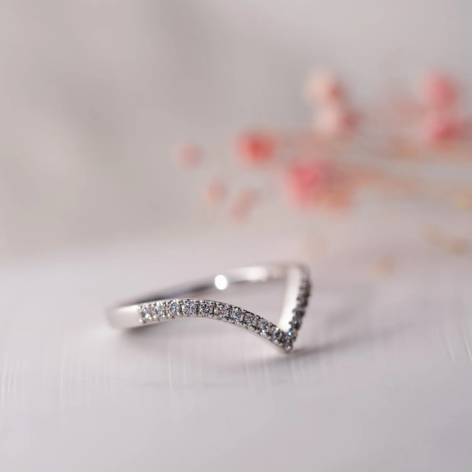 The Lucie Ring | Lab Diamond Pavé Chevron Stacking Band