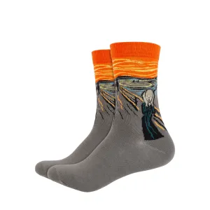 The Scream Printed Crew Length Socks