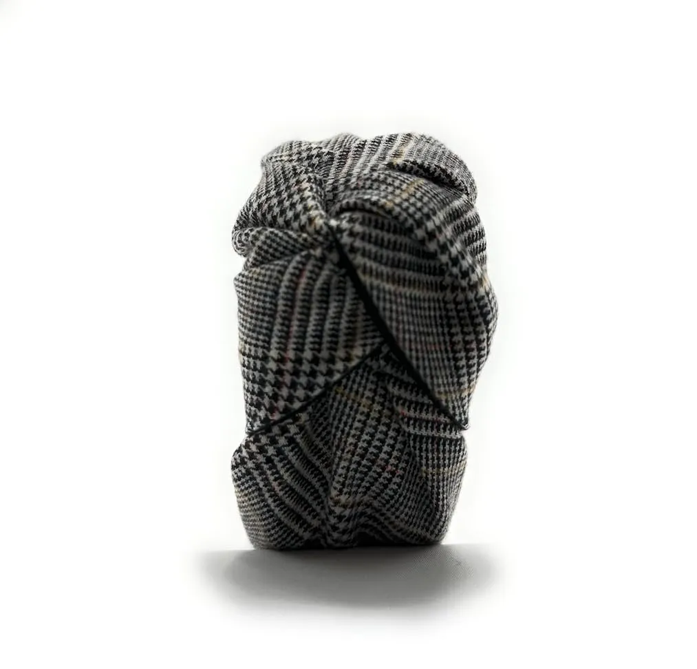 Thick 2.5 Inches Top Knot Headbands for Women are Trendy. Plaid Black Knotted Headband is a Designer Head band Fashion for Girls