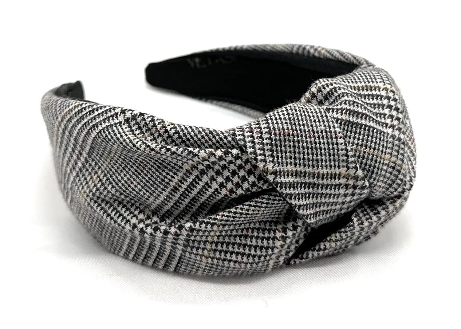 Thick 2.5 Inches Top Knot Headbands for Women are Trendy. Plaid Black Knotted Headband is a Designer Head band Fashion for Girls
