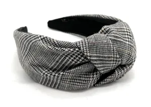 Thick 2.5 Inches Top Knot Headbands for Women are Trendy. Plaid Black Knotted Headband is a Designer Head band Fashion for Girls