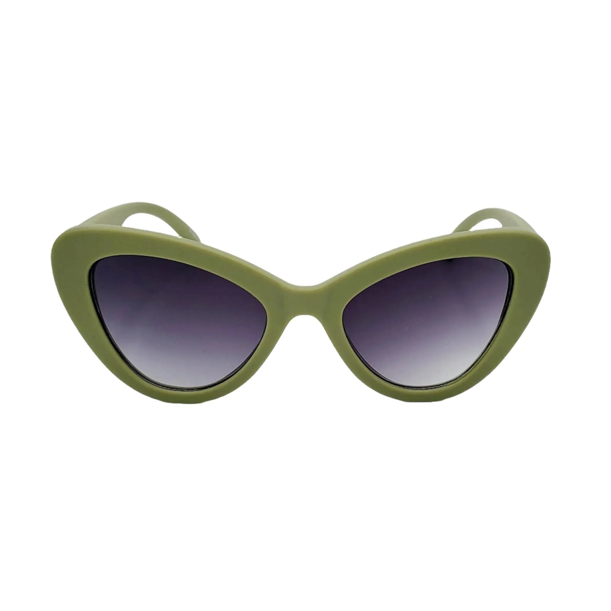 Thick Frame Cat Eye Sunglasses - Matte Green