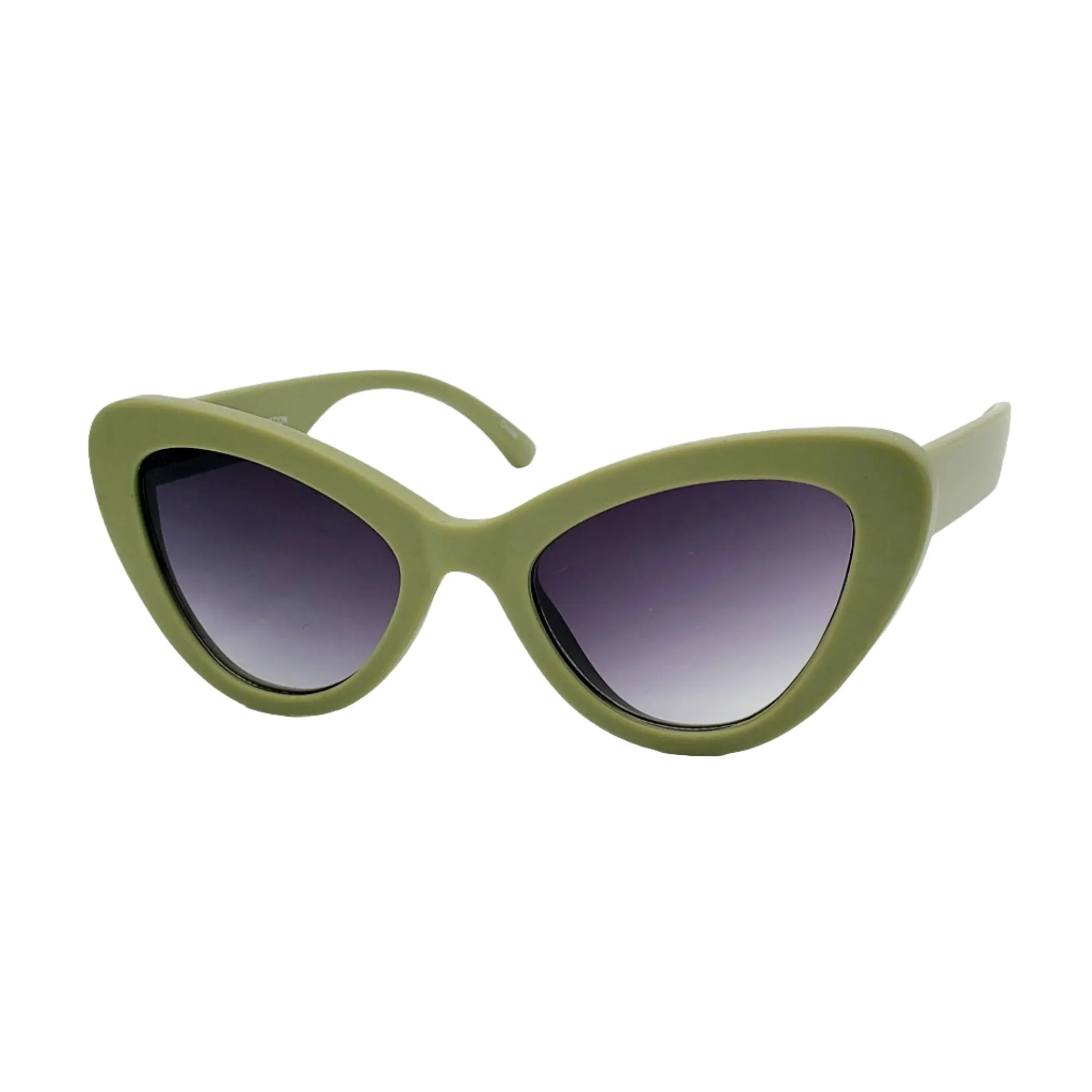 Thick Frame Cat Eye Sunglasses - Matte Green