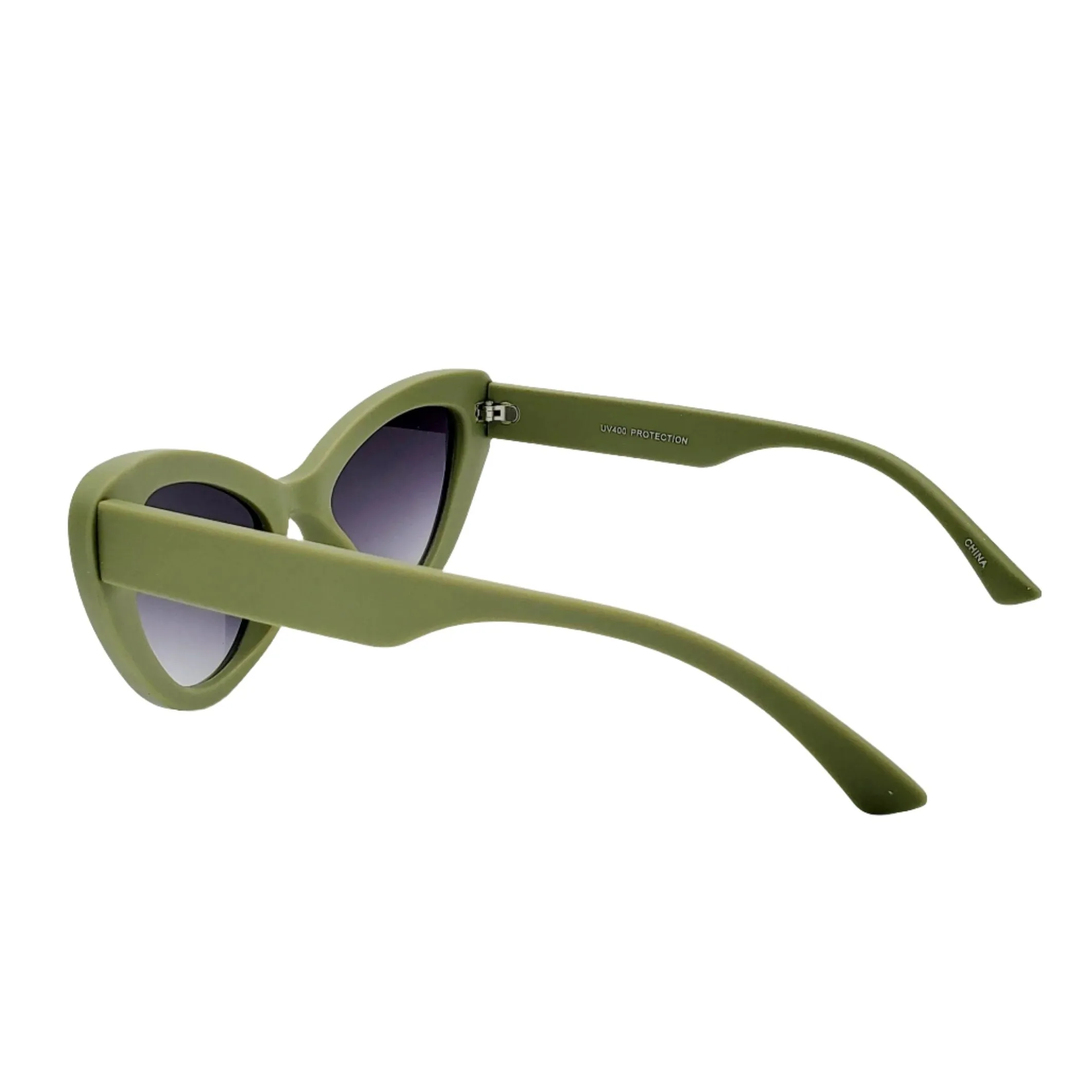 Thick Frame Cat Eye Sunglasses - Matte Green