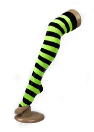 Thick Stripe Light Green/Black Over The Knee Socks