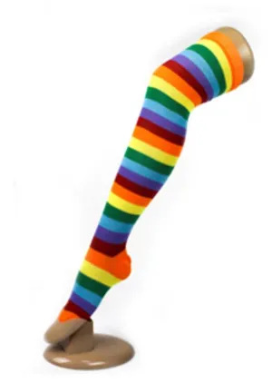 Thick Stripe Light Rainbow Over The Knee Socks