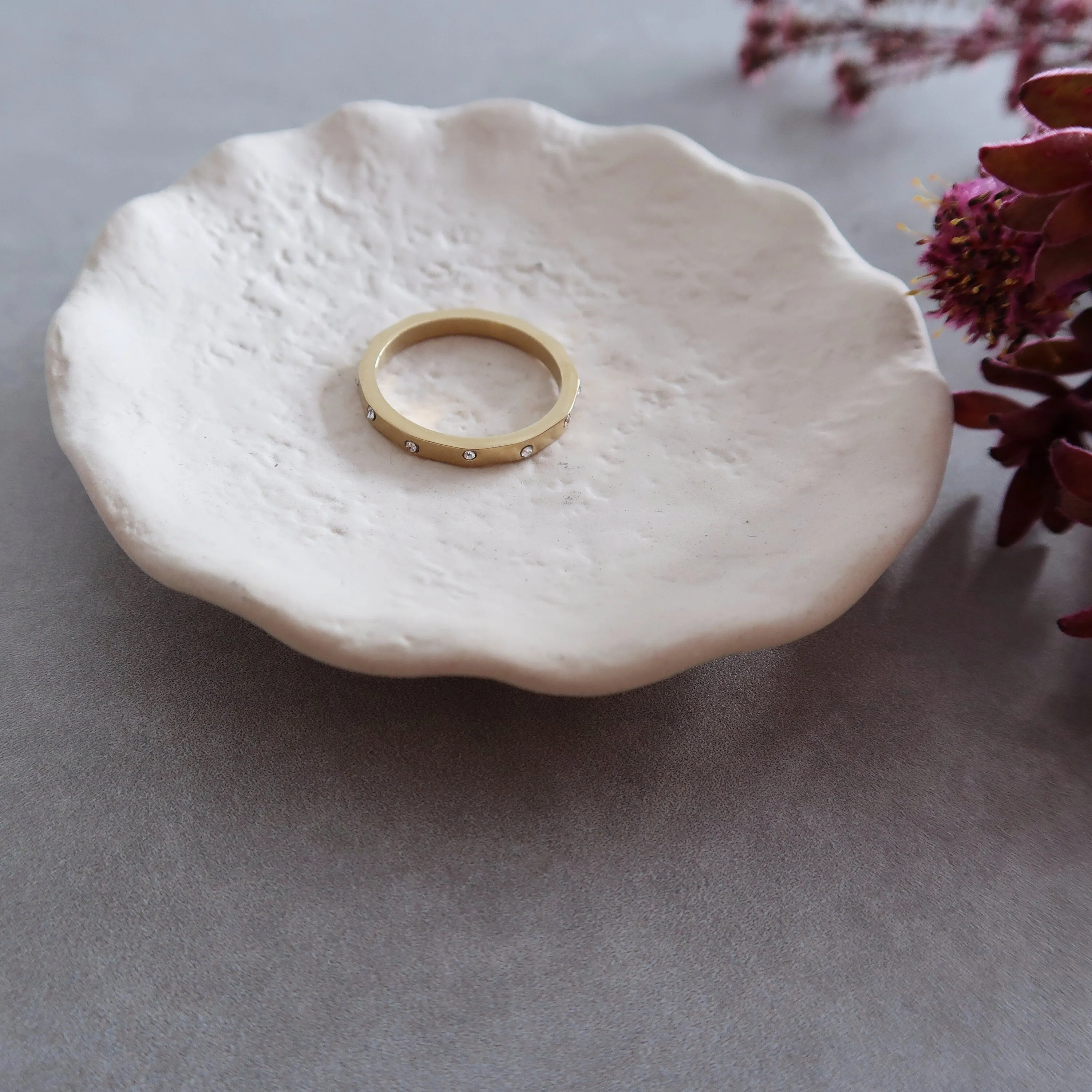 Thin Cubic Zirconia Band 18K Gold-Plated Stainless Steel Ring