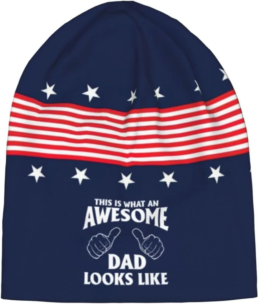 This is What an Awesome Dad Looks Like Funny Dad Gifts for Men Unisex Hedging Cap Beanie Warm Skull Sports Watch Hat