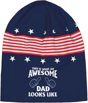 This is What an Awesome Dad Looks Like Funny Dad Gifts for Men Unisex Hedging Cap Beanie Warm Skull Sports Watch Hat
