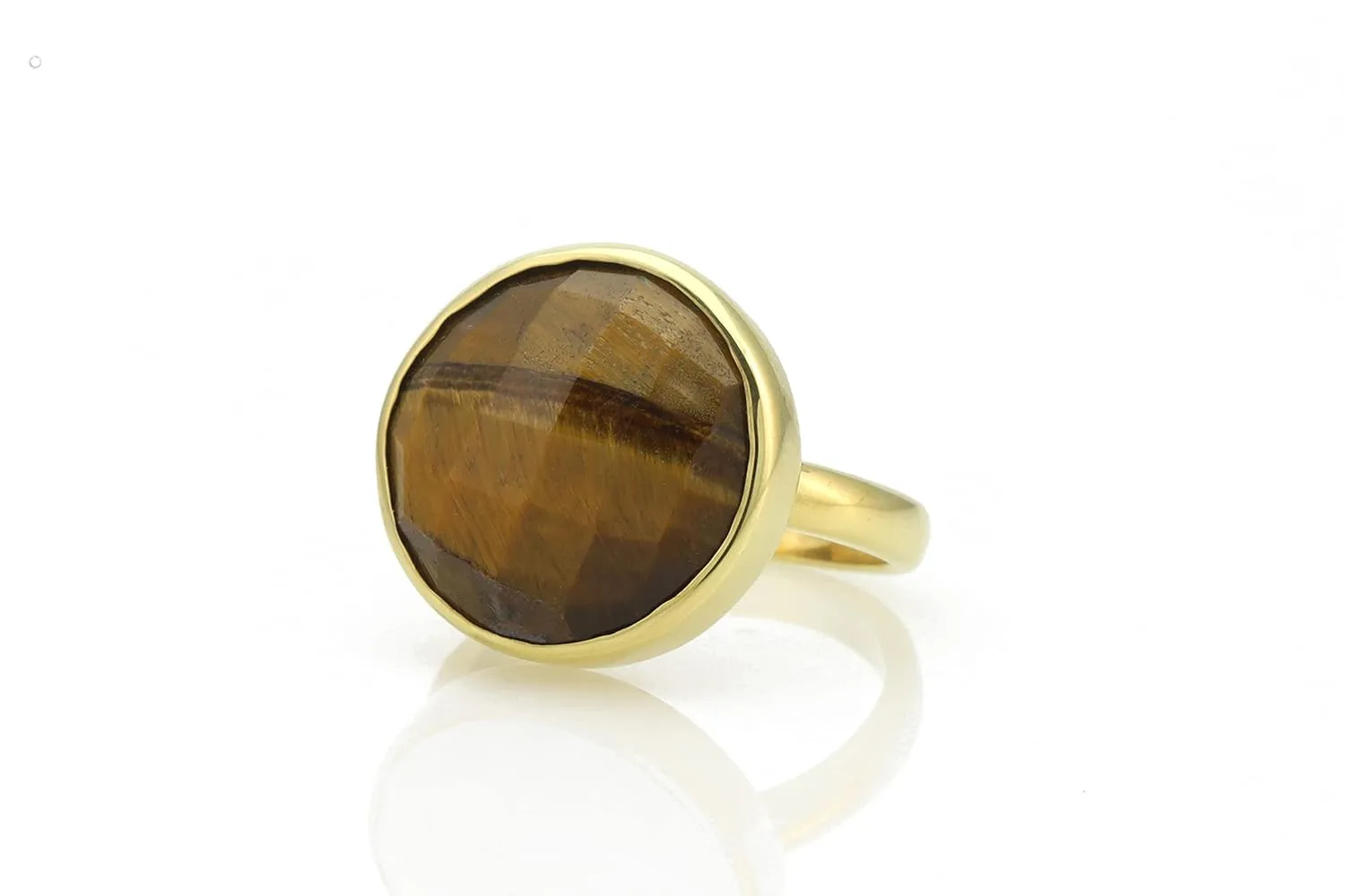 Tiger Eye Gold Statement Ring - 18k & 24k Vermeil Options - Bold Minimalist Design - Ideal Jewelry for Women