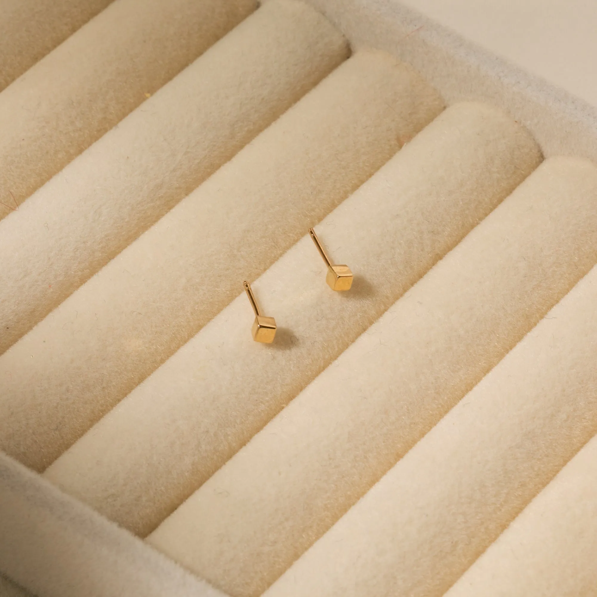 Tiny Cube Stud Earrings