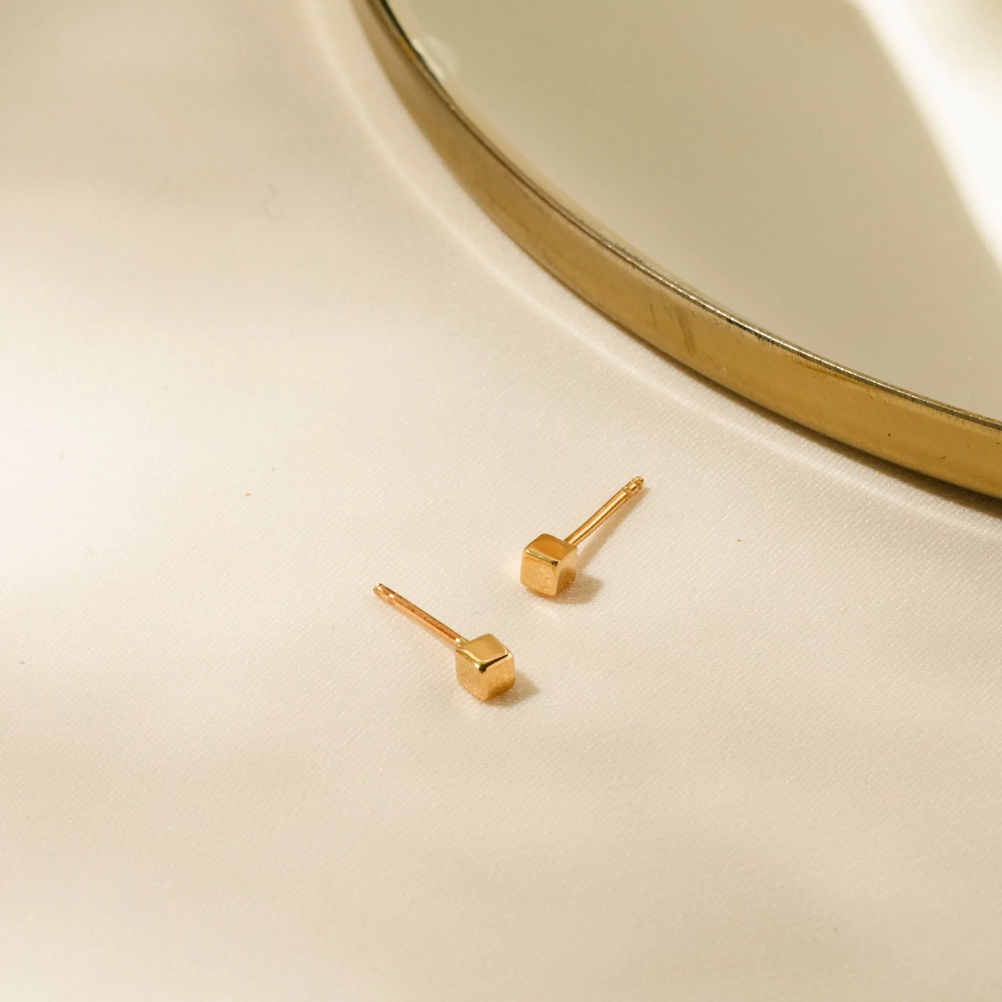 Tiny Cube Stud Earrings