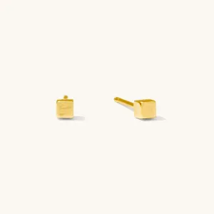 Tiny Cube Stud Earrings
