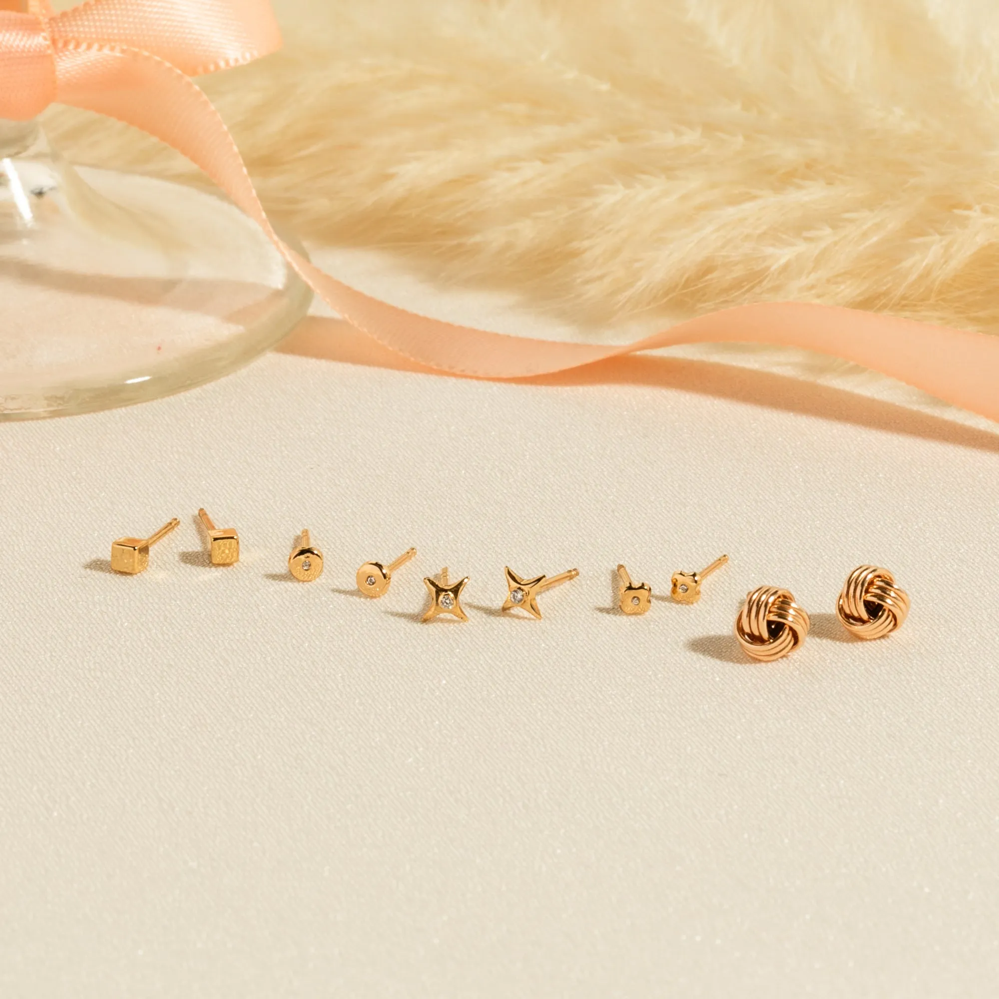 Tiny Cube Stud Earrings