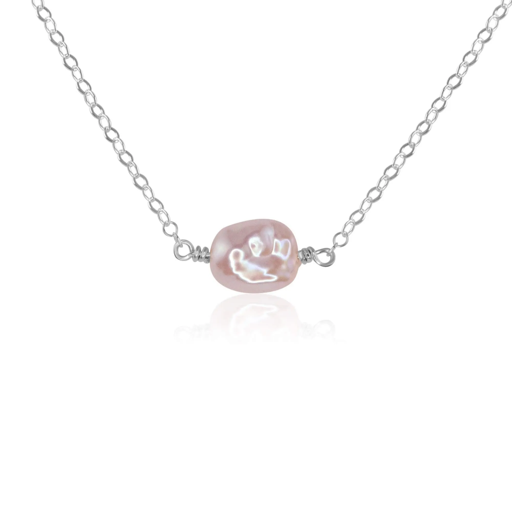 Tiny Raw White Freshwater Pearl Crystal Nugget Necklace