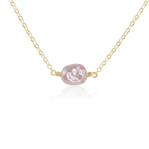 Tiny Raw White Freshwater Pearl Crystal Nugget Necklace