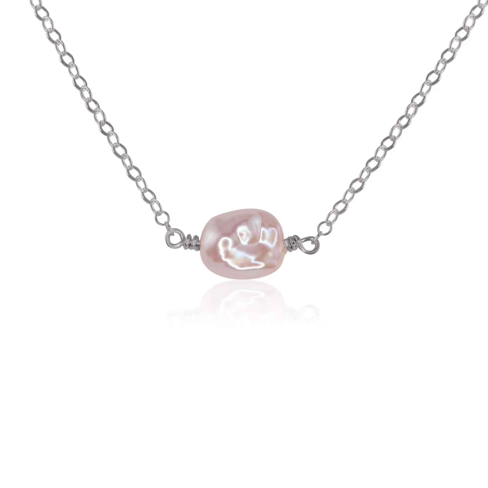 Tiny Raw White Freshwater Pearl Crystal Nugget Necklace