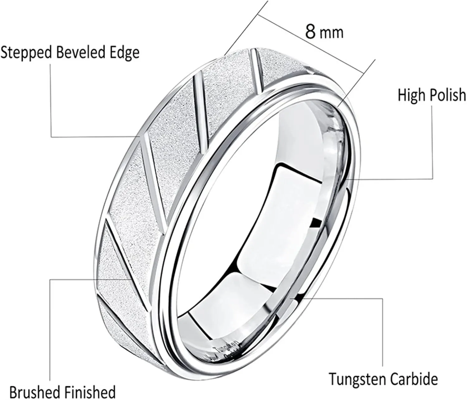 Titanium Steel Statement Ring Double Beveled Edge Promise Ring Stylish Minimalist Design Anniversary Ring for Men (Gold, 7)