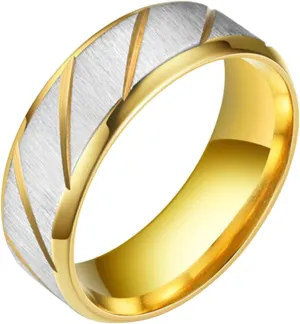 Titanium Steel Statement Ring Double Beveled Edge Promise Ring Stylish Minimalist Design Anniversary Ring for Men (Gold, 8)