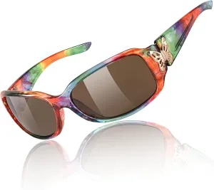 TJUTR Polarized Sunglasses for Women with Wrap Around Butterfly Design, Trendy Jackie-O Style for UV400 Protection
