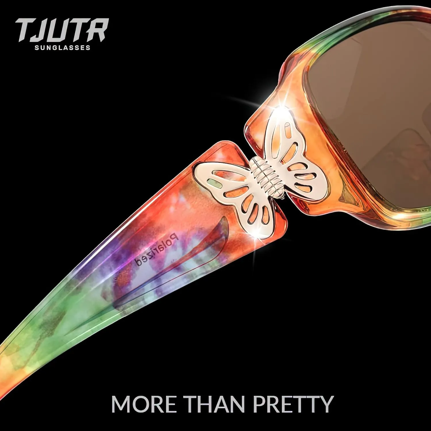 TJUTR Polarized Sunglasses for Women with Wrap Around Butterfly Design, Trendy Jackie-O Style for UV400 Protection