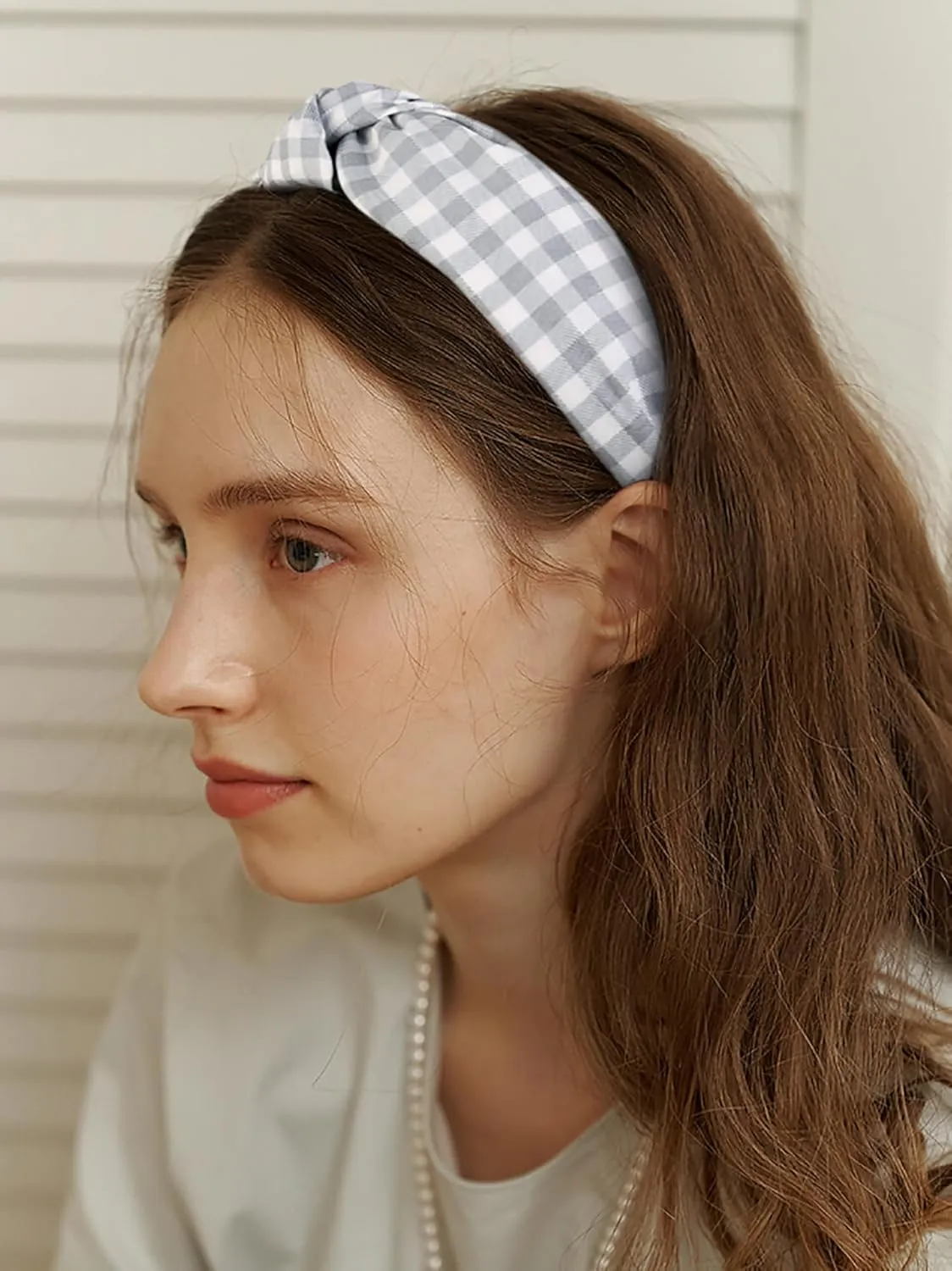 Tobeffect Plaid Knotted Headbands for Women and Girls, Boho Checked Knot Head Bands for Women's Hair Non Slip Hairbands Checkered Hair Accessories